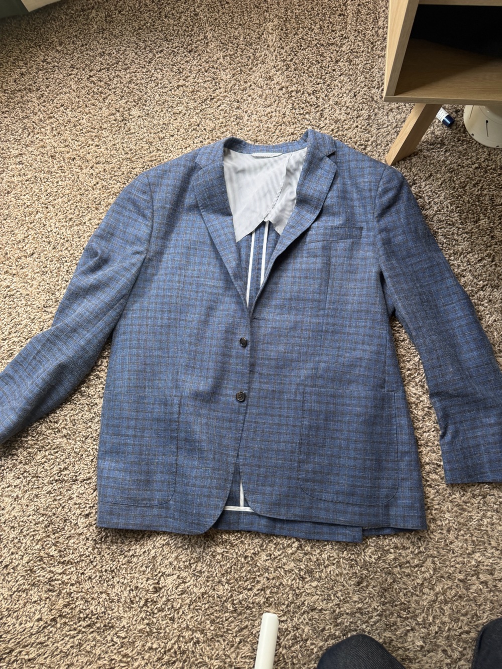 Blue Plaid Menโs Blazer - Modern Tailored Jacket